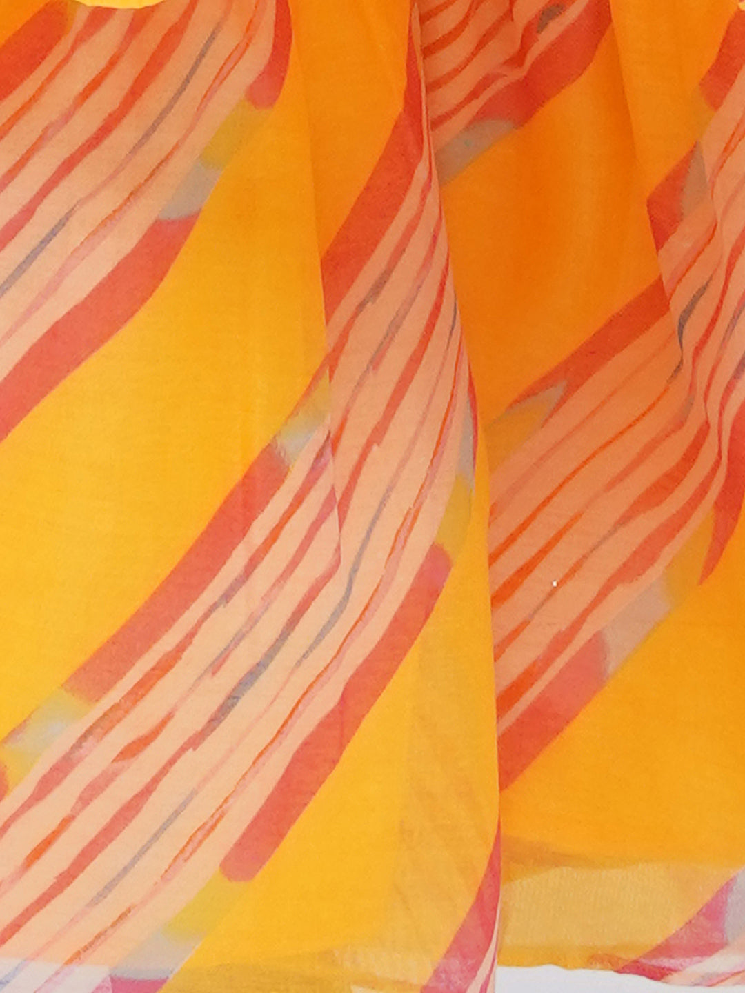 Bitiya by Bhama Girls Yellow Leheriya Printed Angrakha Kurta with Sharara with dupatta