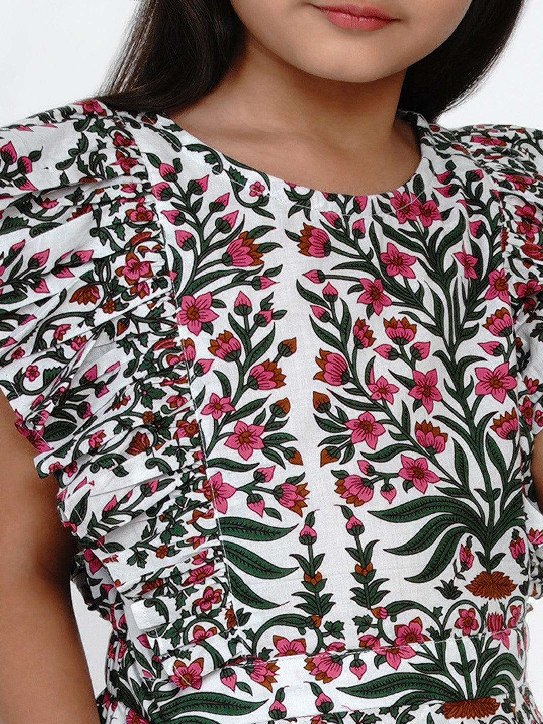 Bitiya by Bhama 
Girls Multicoloured Floral Printed Basic Jumpsuit