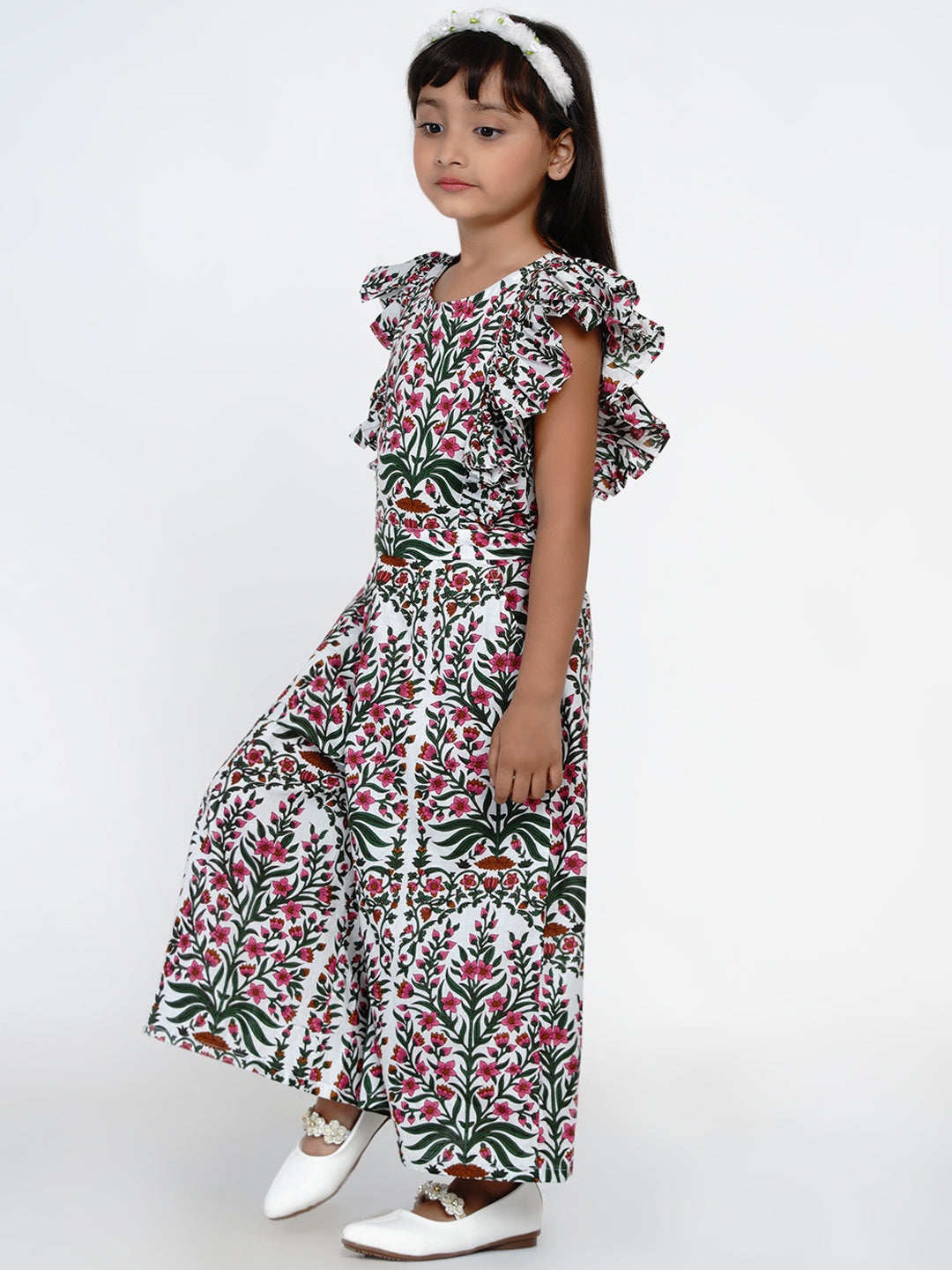 Bitiya by Bhama 
Girls Multicoloured Floral Printed Basic Jumpsuit