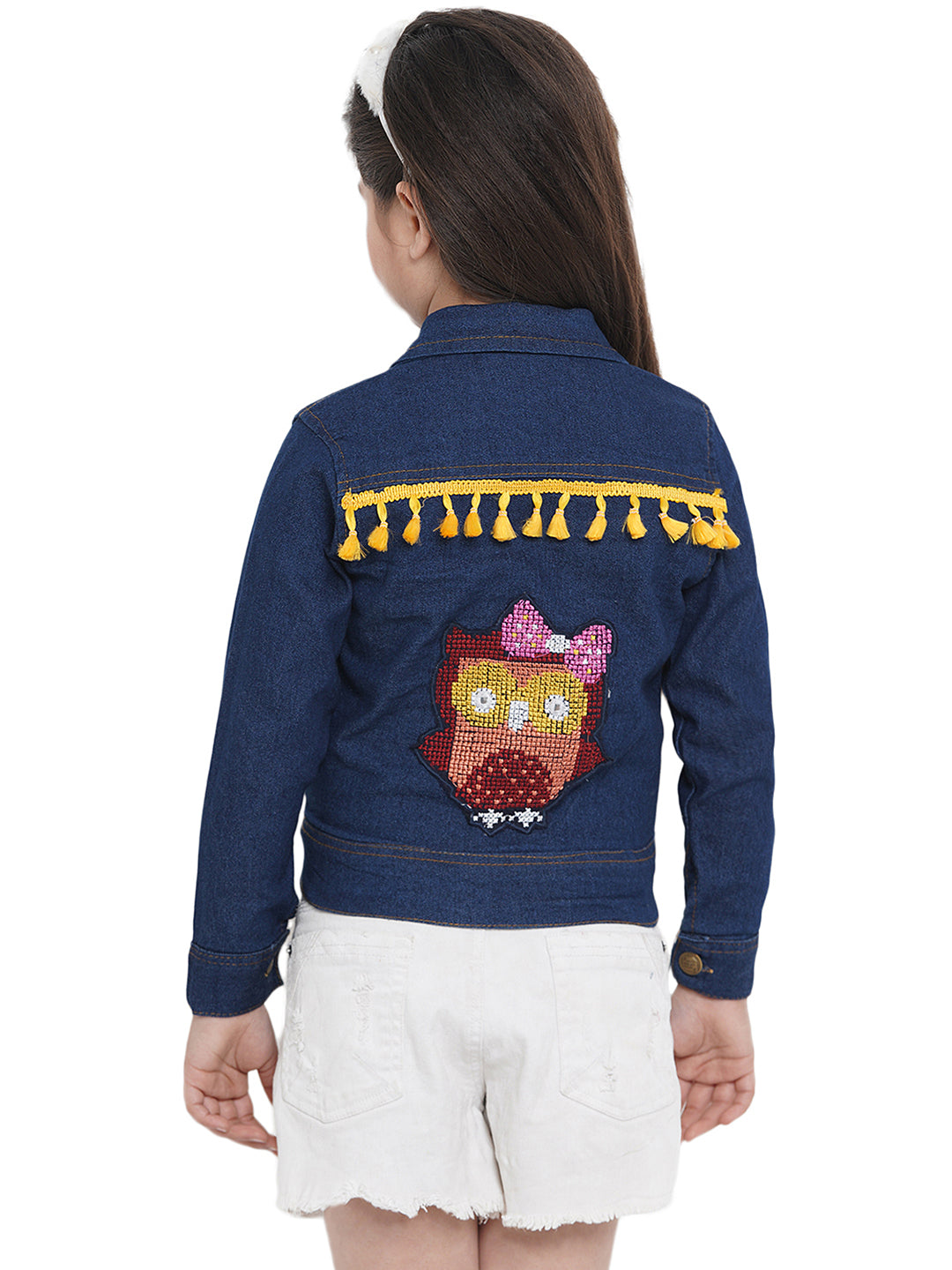 Bitiya By Bhama Girls Blue Solid Lightweight Denim Jacket