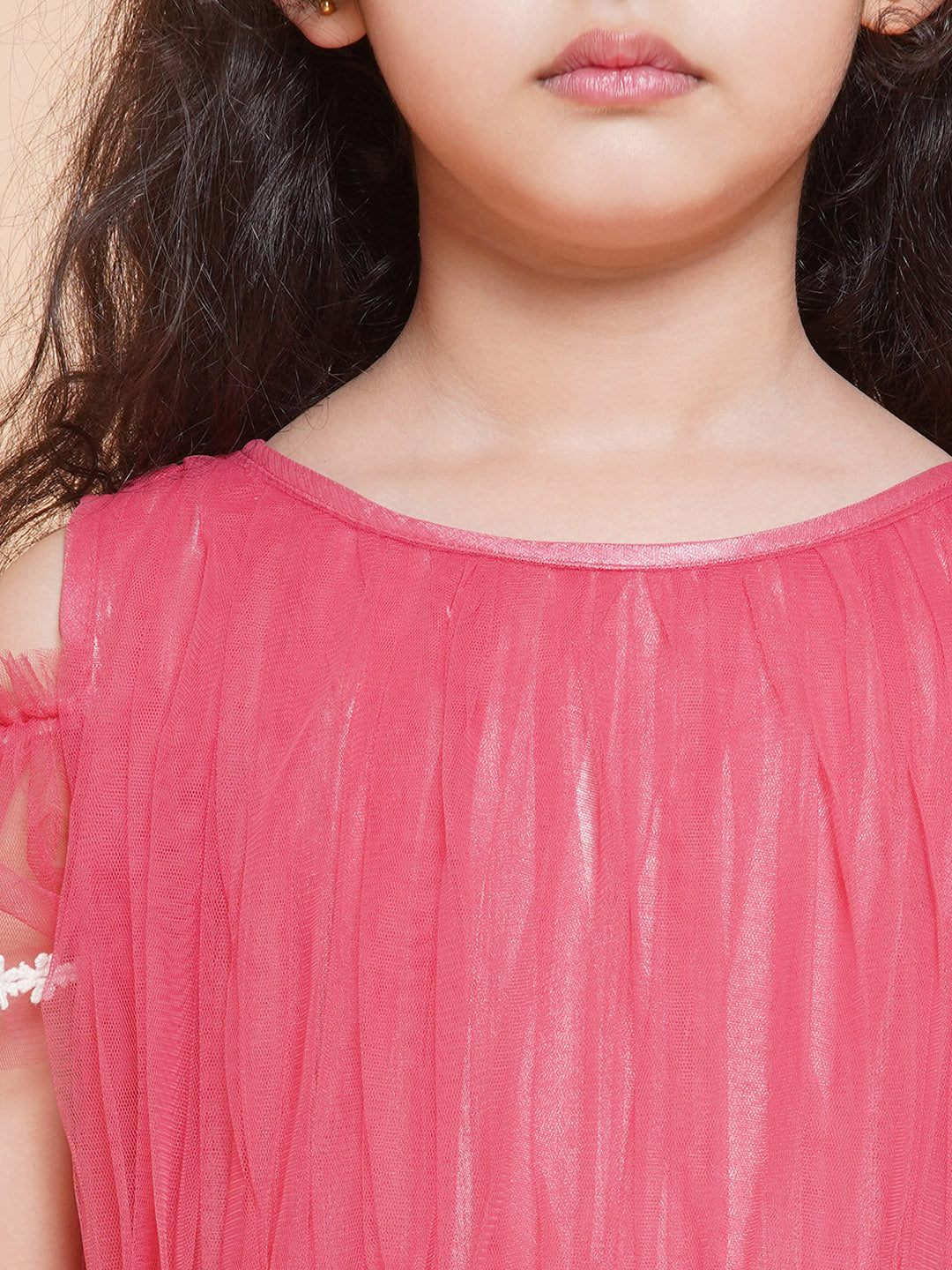 Bitiya by Bhama 
Girls Cold Shoulder Tiered Fit & Flare Maxi Dress