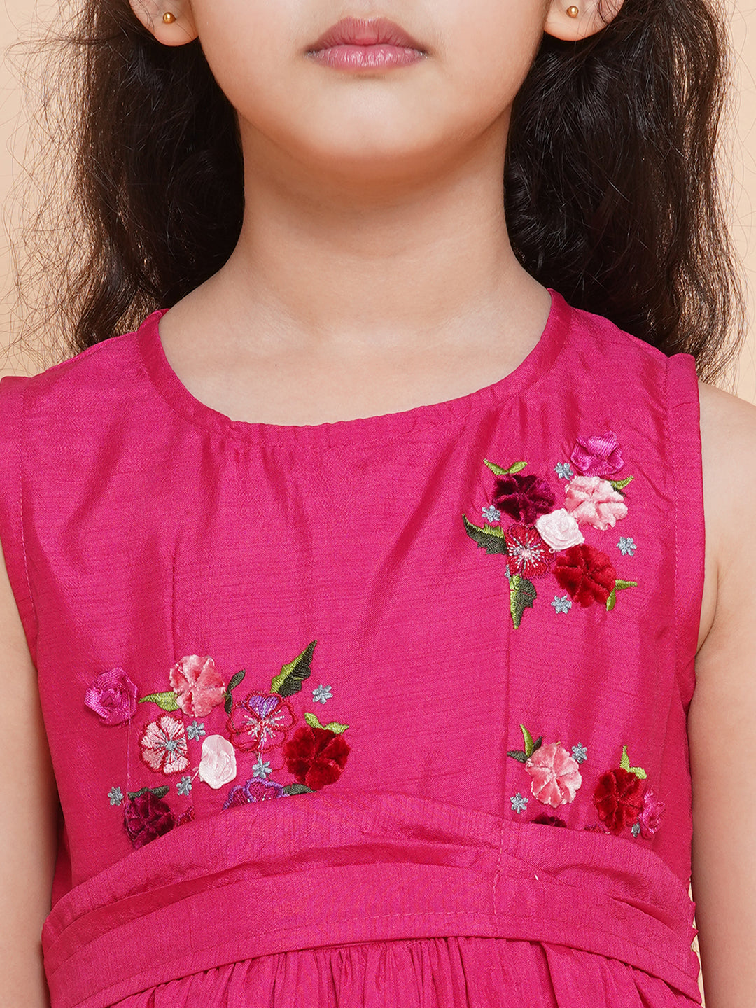 Bitiya by Bhama 
Girls Floral Embroidered Fit & Flare Maxi Dress
