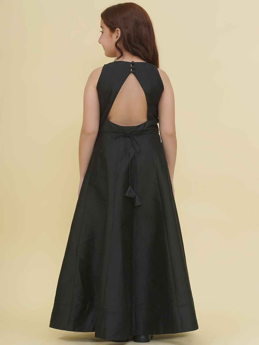 Bitiya by Bhama Girls Black Embroidery Maxi Dress.