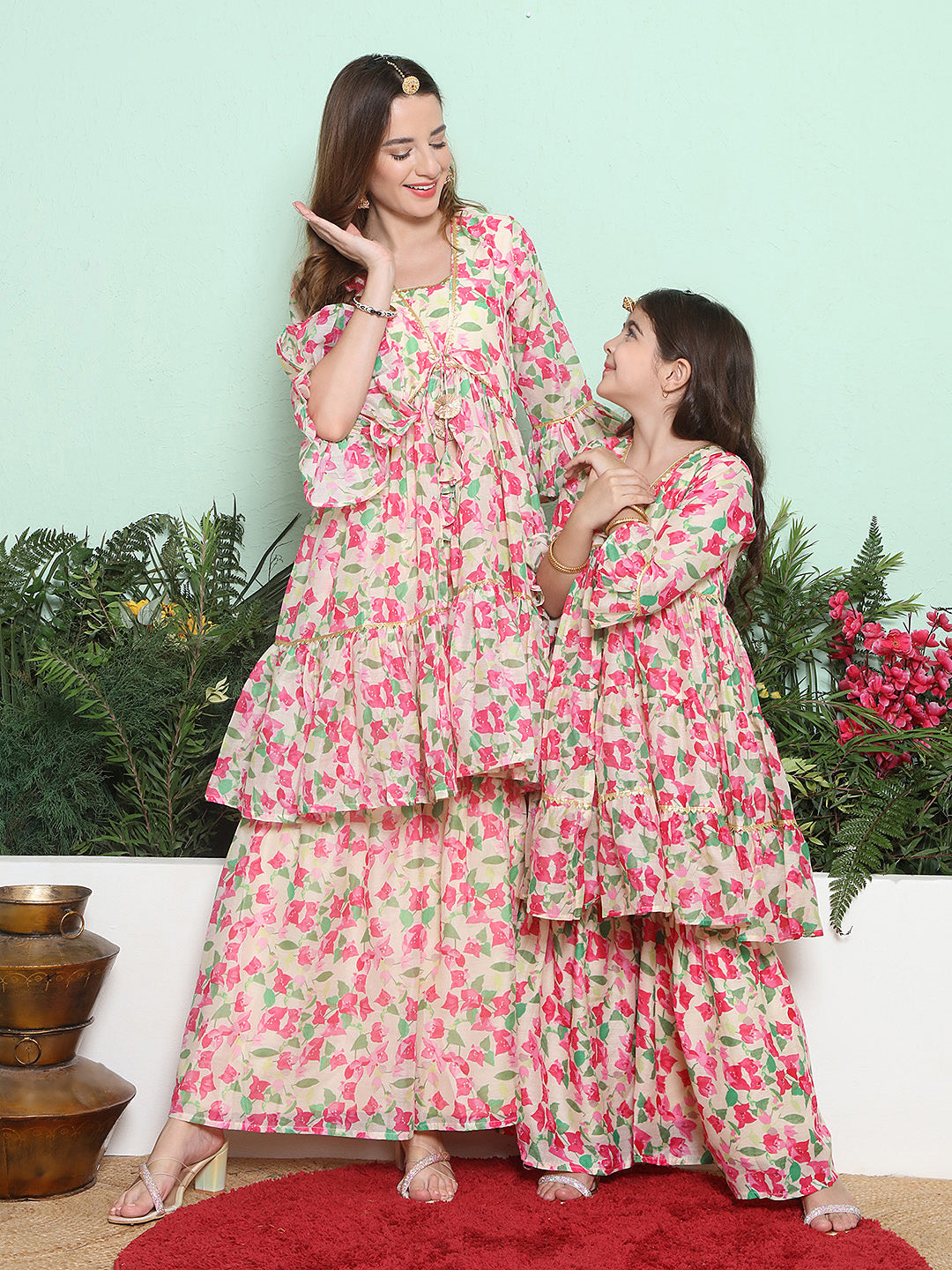 Off White Multi Printed Sharara Kurta Set For Women & Sharara Kurta Set For Girls.