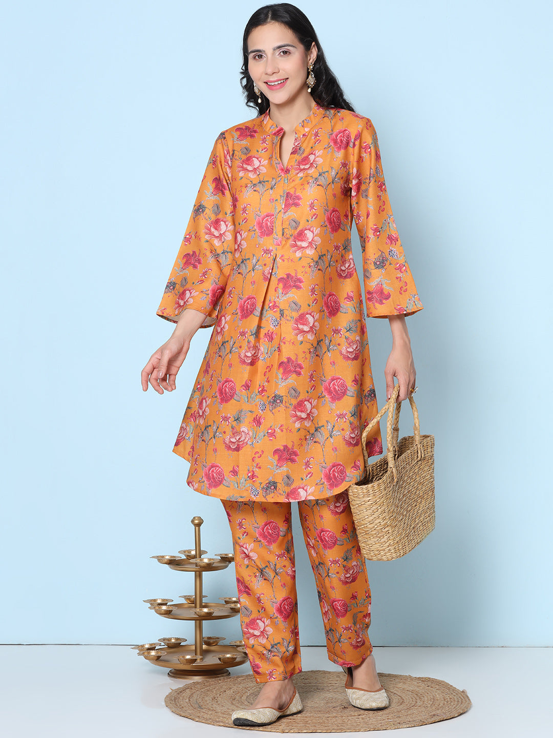 Mustard Floral Printed Co-ords Set