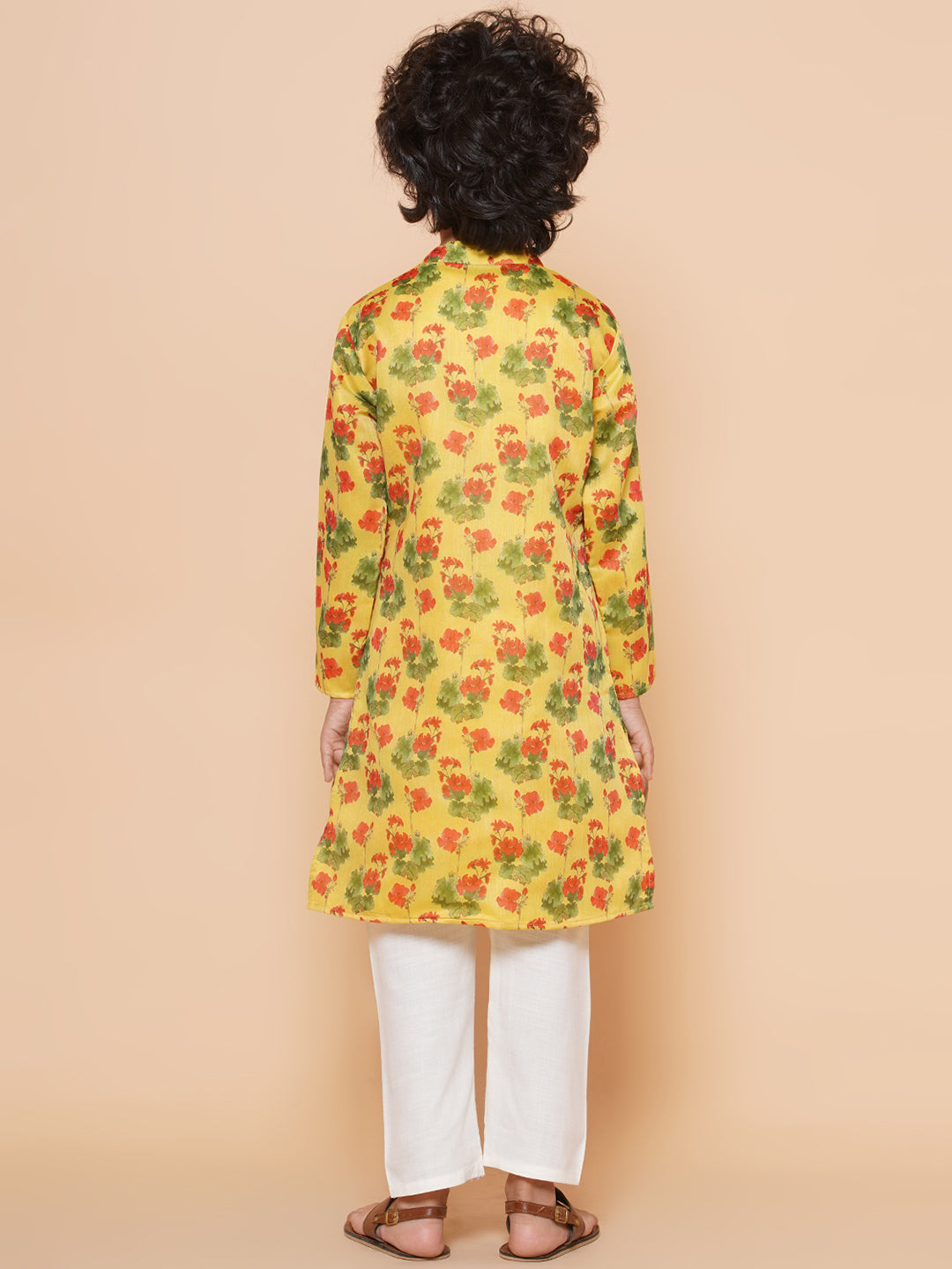 Bittu By Bhama Boys Yellow Printed Kurta with Pyjamas