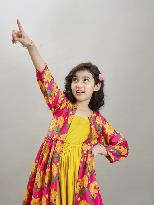 Bitiya by Bhama yellow & pink floral printed Dress