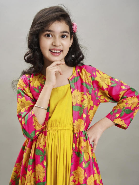 Bitiya by Bhama yellow & pink floral printed Dress