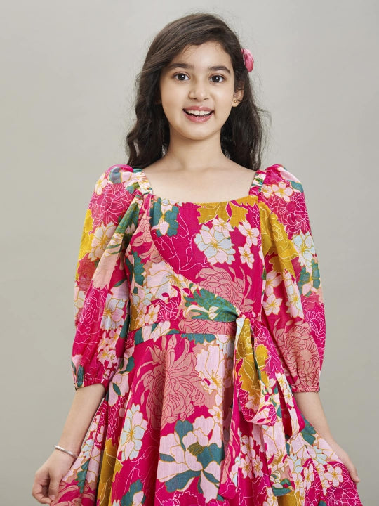 Bitiya by Bhama pink  & white floral printed Dress