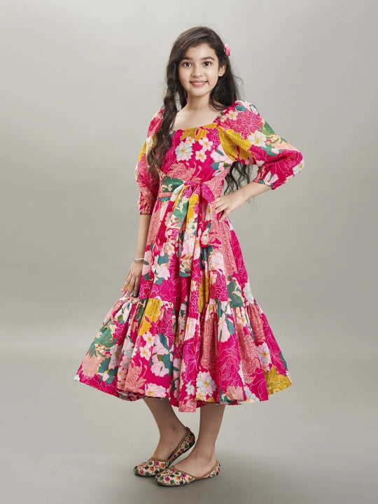 Bitiya by Bhama pink  & white floral printed Dress