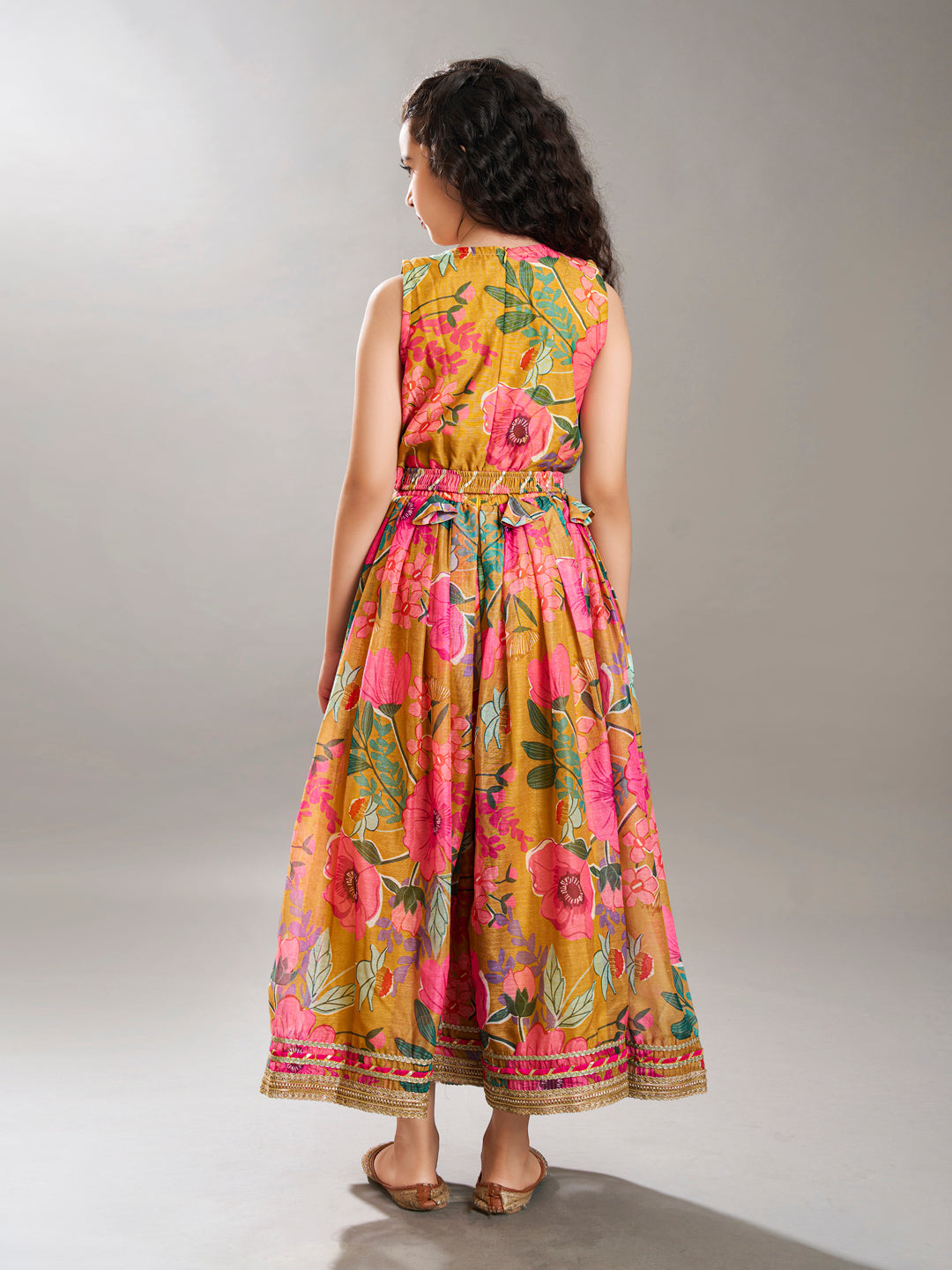Bitiya by Bhama Yellow  & pink Floral printed Dress