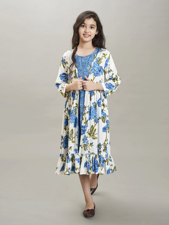 Bitiya by Bhama Blue & white floral printed Dress