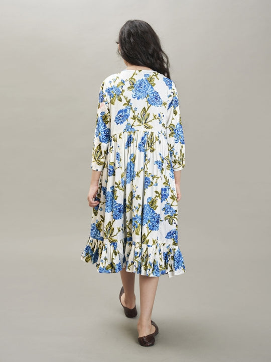 Bitiya by Bhama Blue & white floral printed Dress