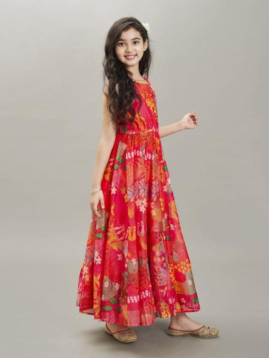 Bitiya by Bhama Pink  & Green floral printed Dress