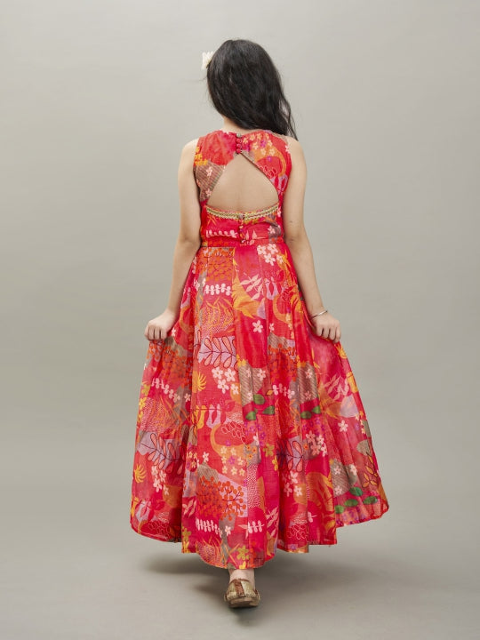 Bitiya by Bhama Pink  & Green floral printed Dress