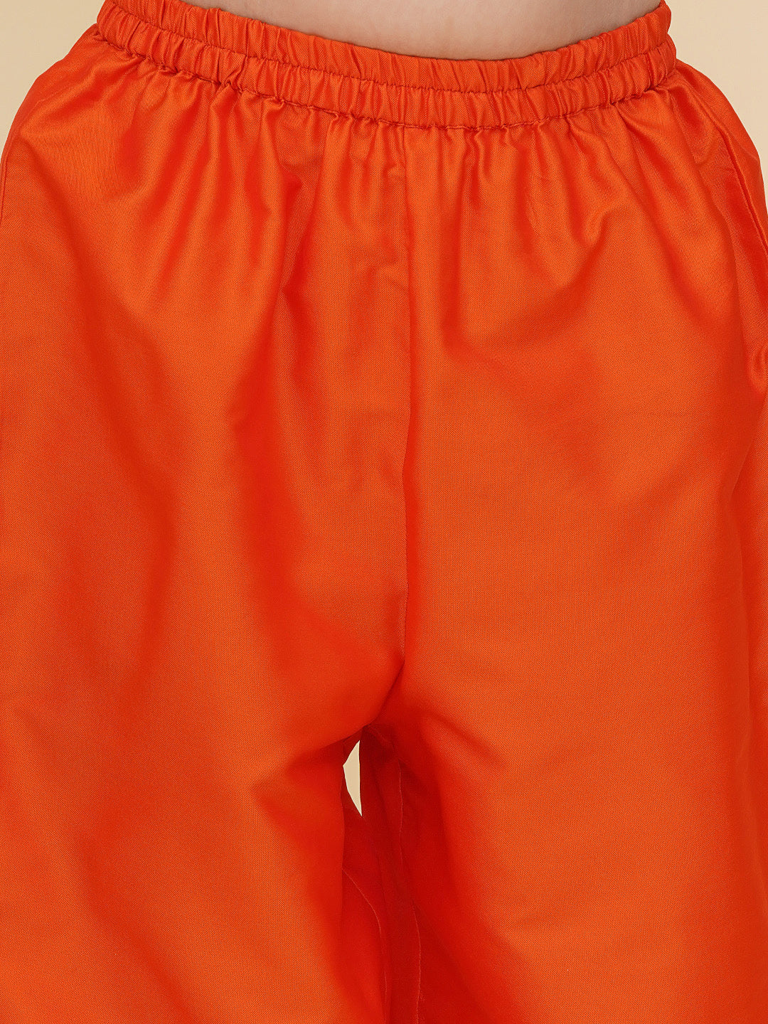 Bitiya by Bhama Girls Orange Angrakha Kurta with Trousers with Dupatta