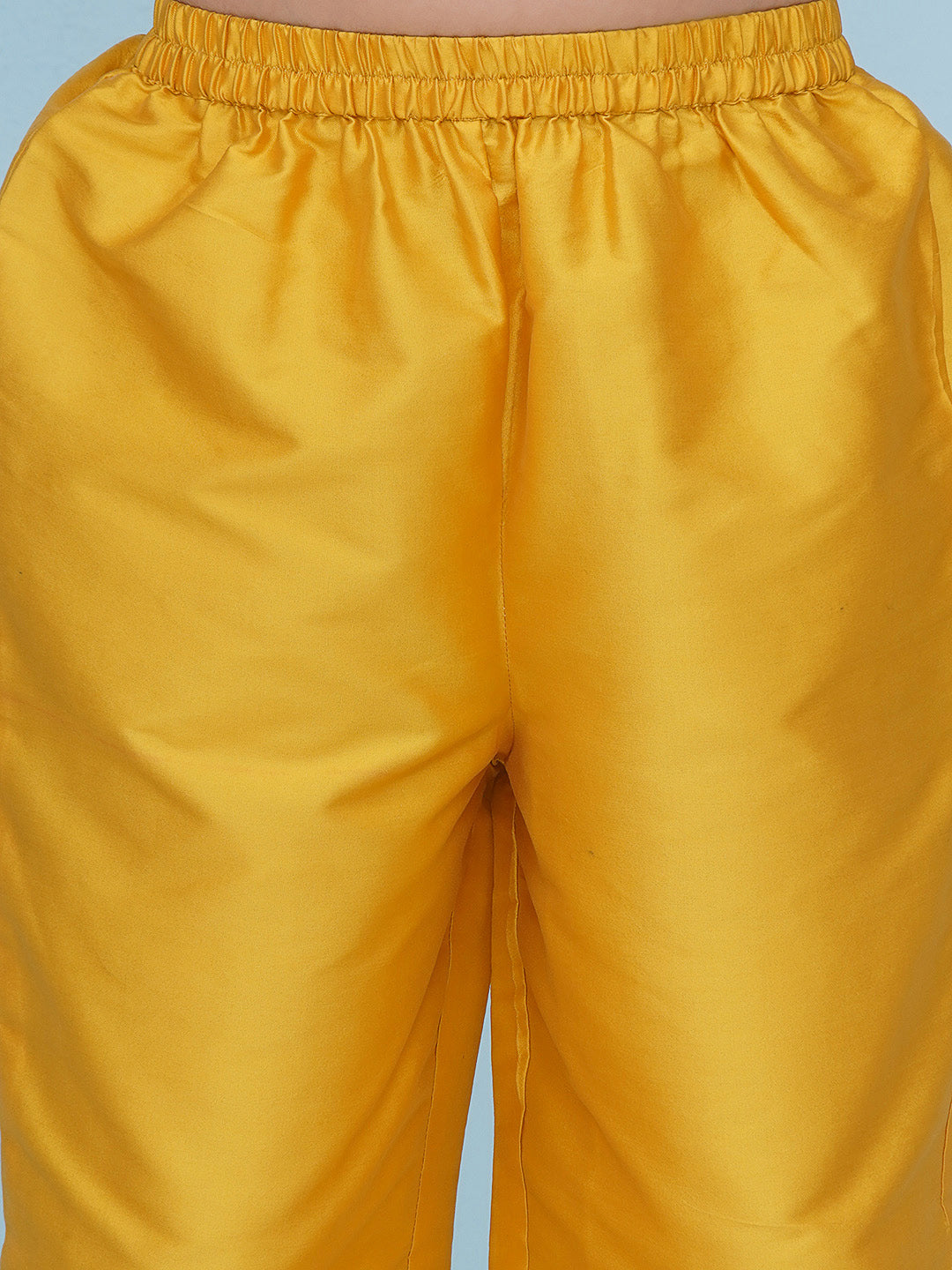 Bitiya by Bhama Girls Yellow Angrakha Kurta with Trousers