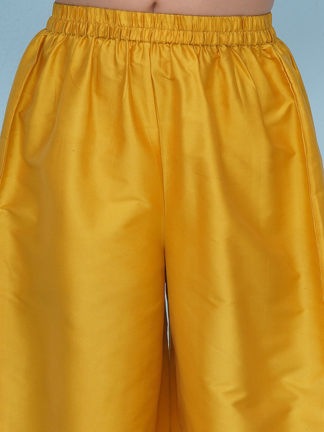 Bitiya by Bhama Girls Yellow Purple A-Line Kurta With  Afgani Salwar With Dupatta