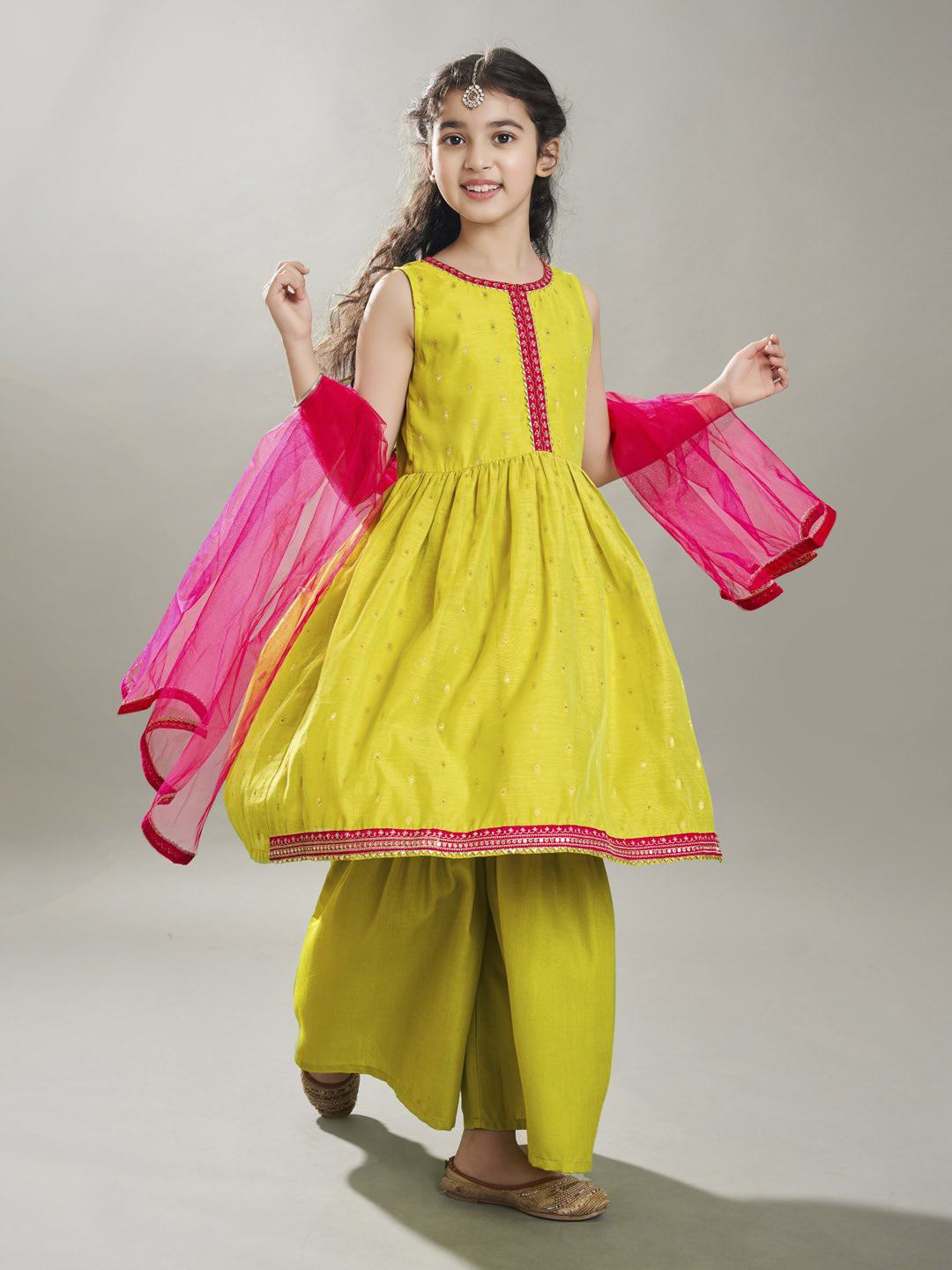 Bitiya by Bhama Girls  Ethnic motifs woven design Kurta With Sharara & With Dupatta