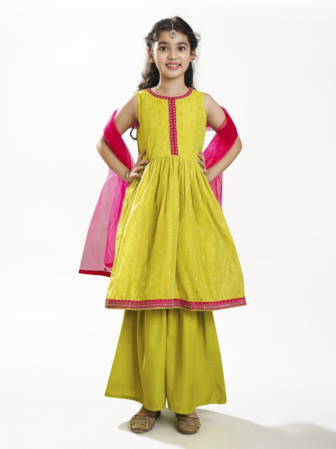 Bitiya by Bhama Girls  Ethnic motifs woven design Kurta With Sharara & With Dupatta