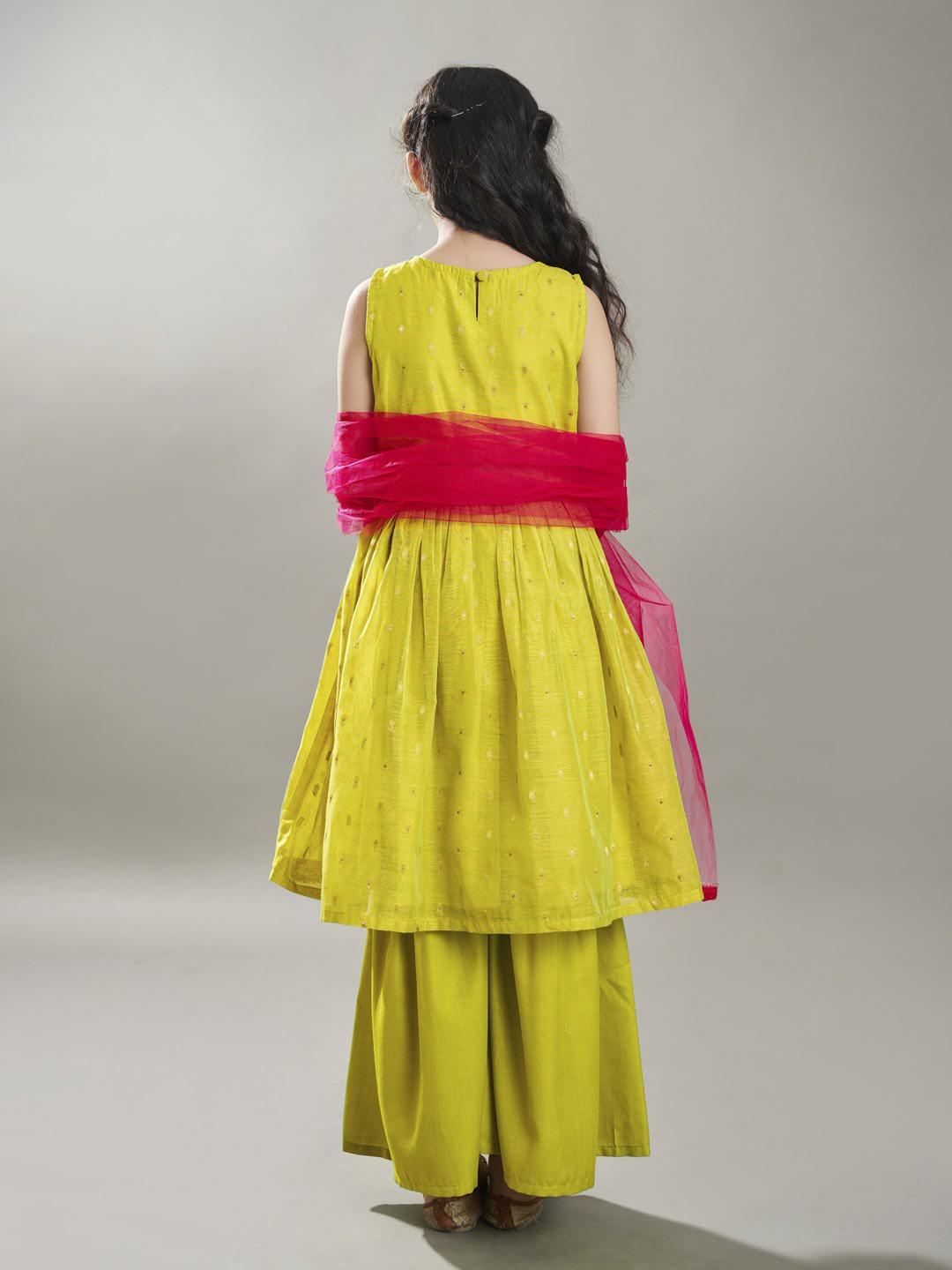 Bitiya by Bhama Girls  Ethnic motifs woven design Kurta With Sharara & With Dupatta