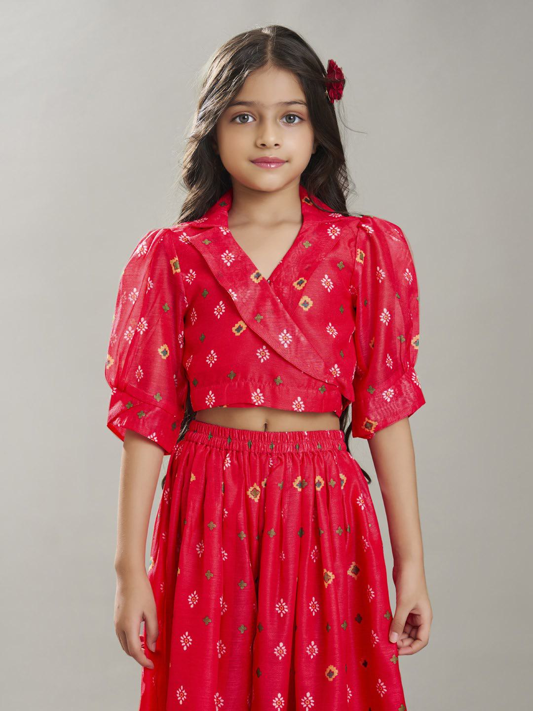 Bitiya by Bhama Girls  Ethnic motifs printed design crop top With Palazzos