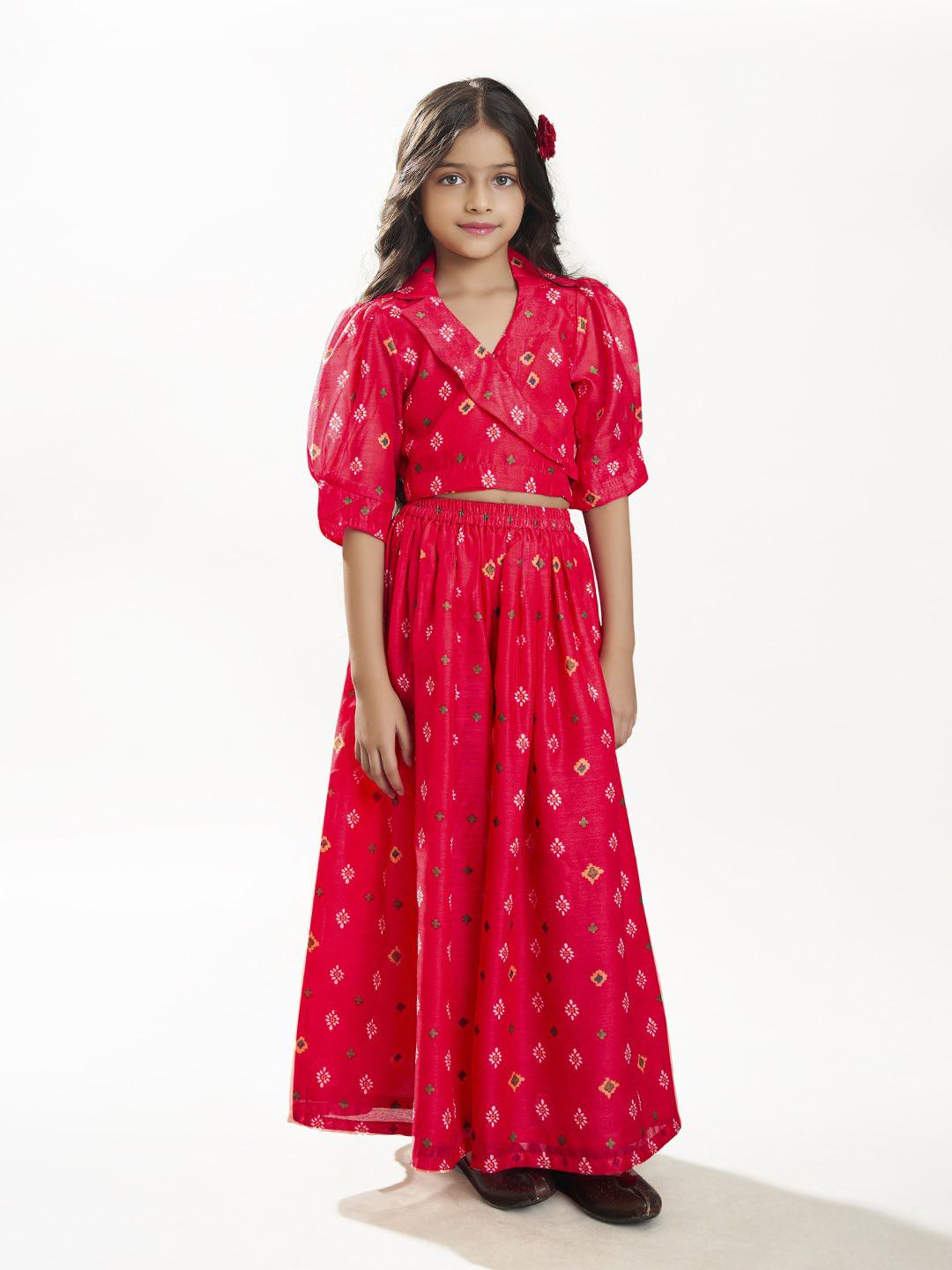 Bitiya by Bhama Girls  Ethnic motifs printed design crop top With Palazzos