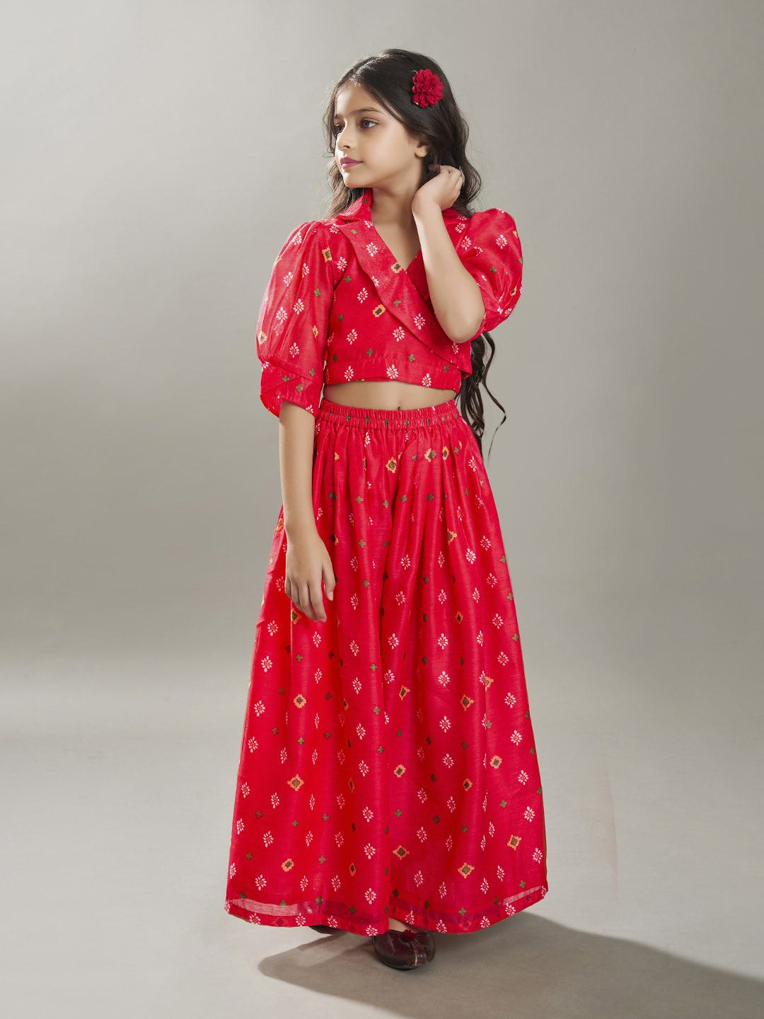 Bitiya by Bhama Girls  Ethnic motifs printed design crop top With Palazzos