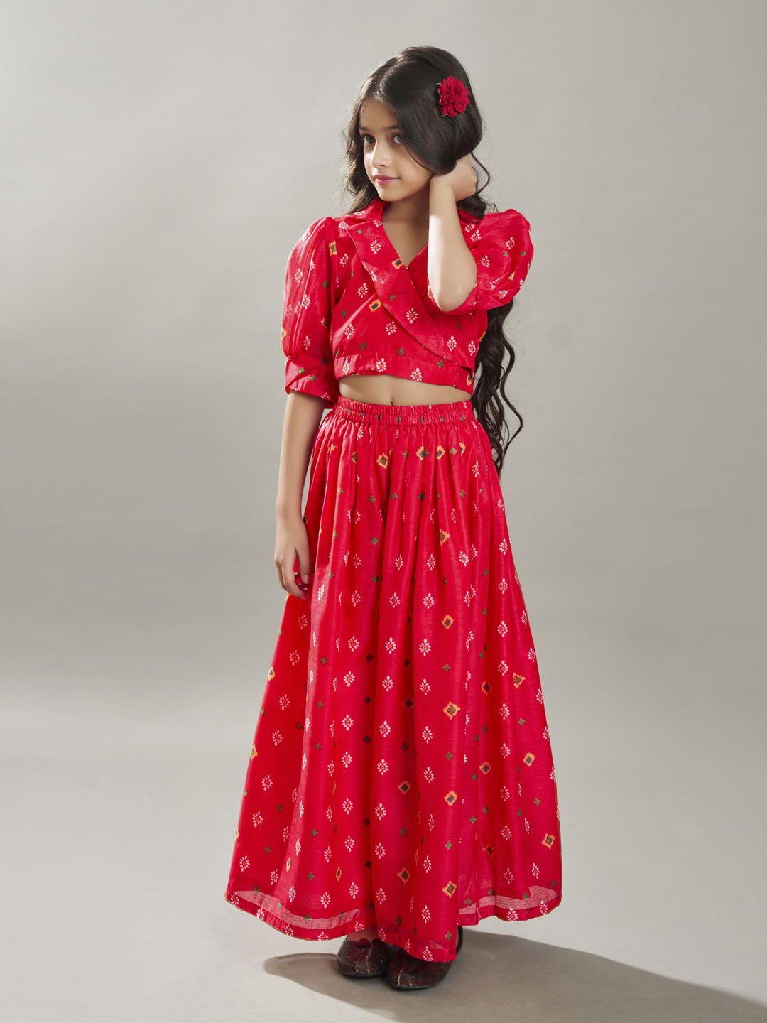 Bitiya by Bhama Girls  Ethnic motifs printed design crop top With Palazzos