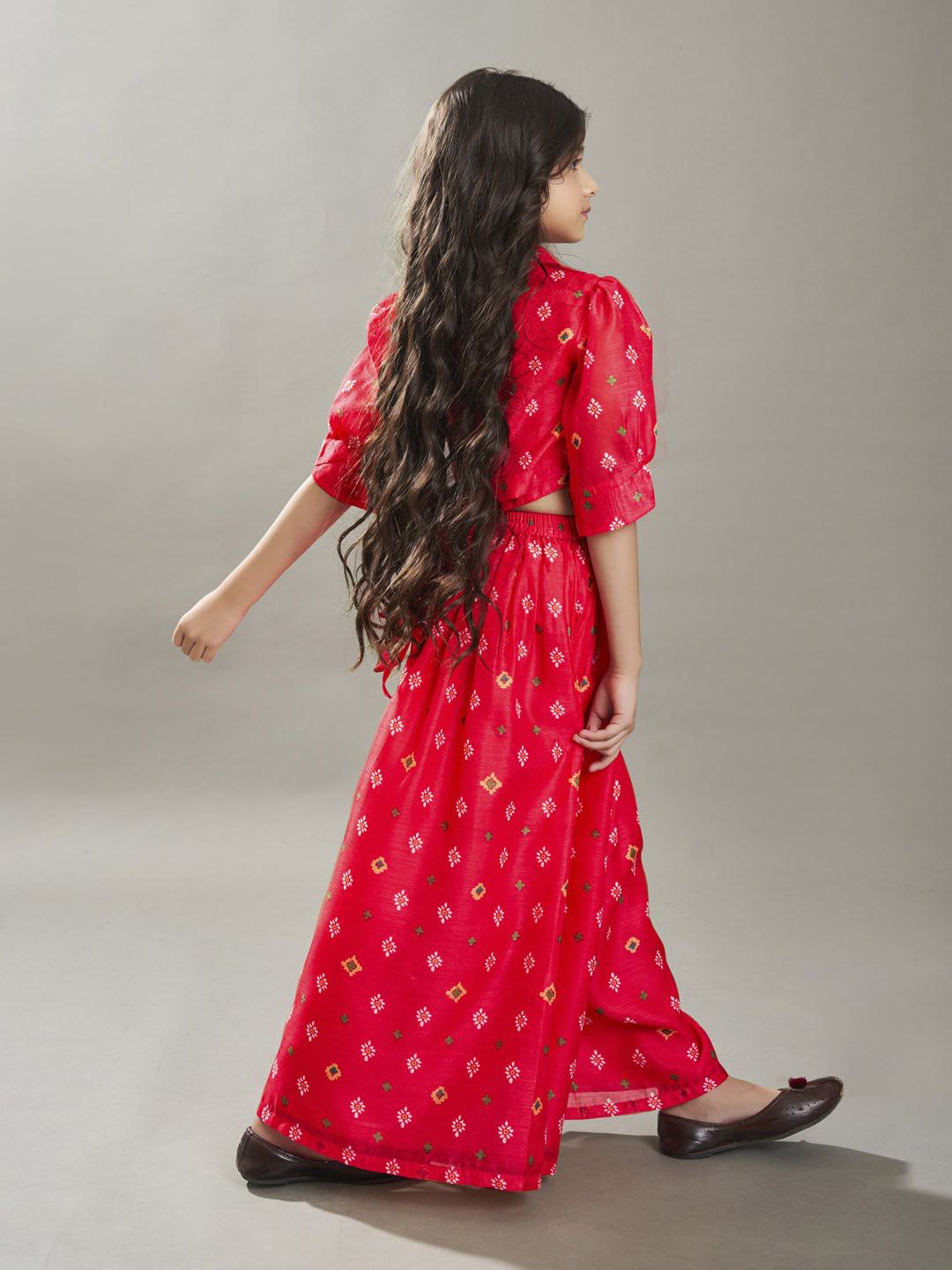 Bitiya by Bhama Girls  Ethnic motifs printed design crop top With Palazzos