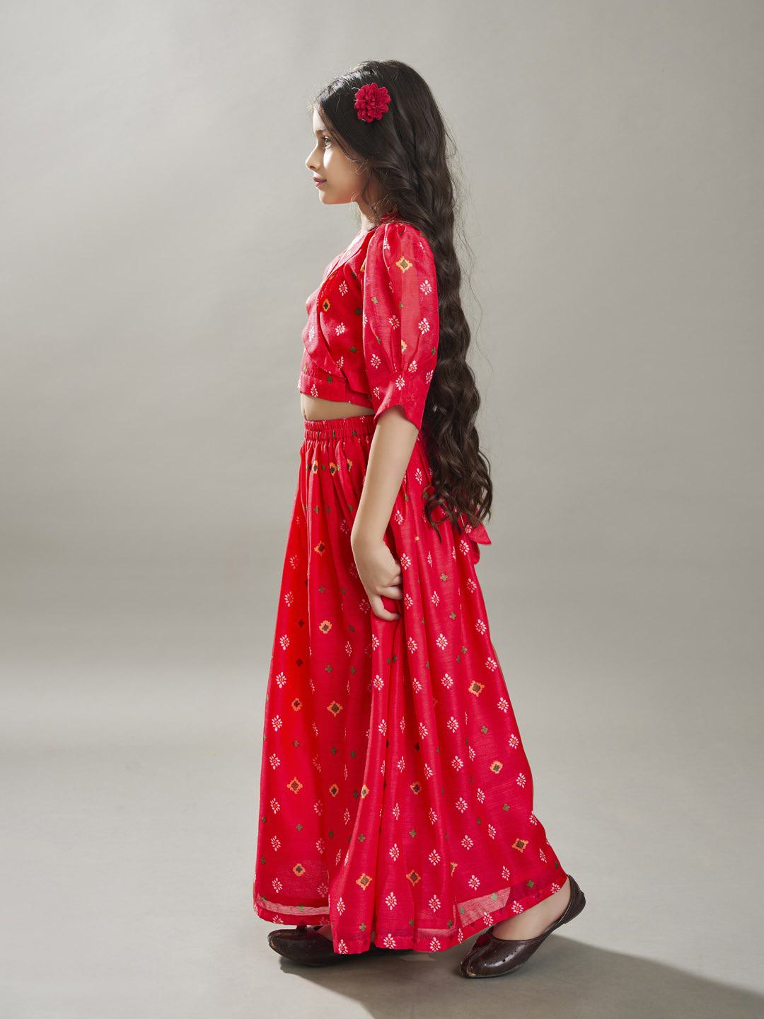 Bitiya by Bhama Girls  Ethnic motifs printed design crop top With Palazzos
