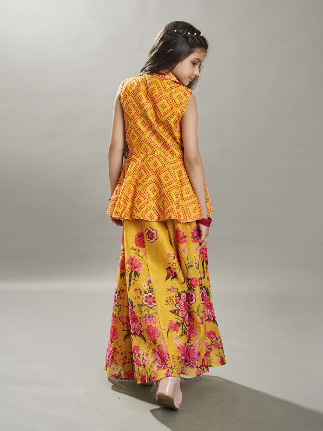 Bitiya by Bhama Girls Ethnic motifs printed design crop top With Palazzos
