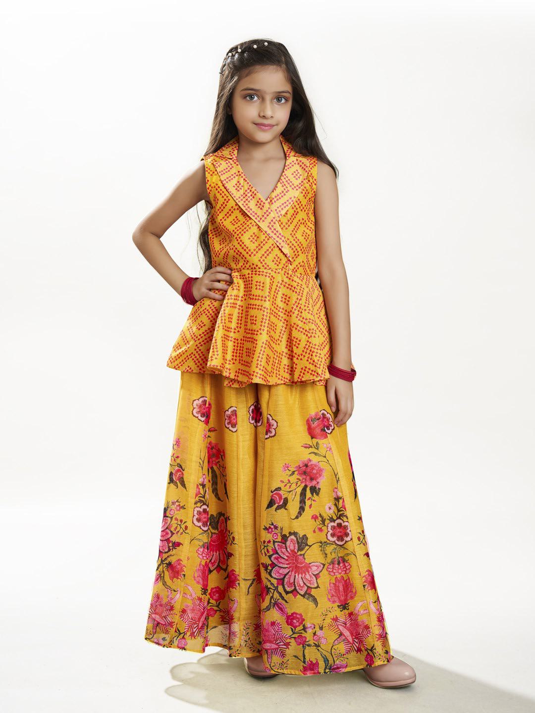 Bitiya by Bhama Girls Ethnic motifs printed design crop top With Palazzos