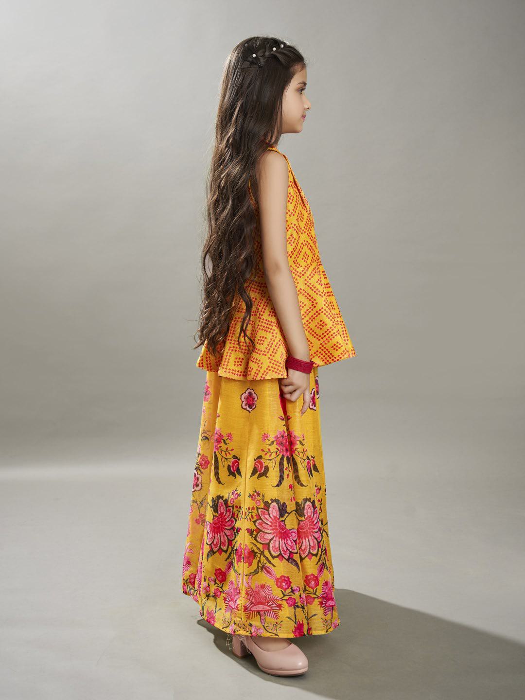 Bitiya by Bhama Girls Ethnic motifs printed design crop top With Palazzos