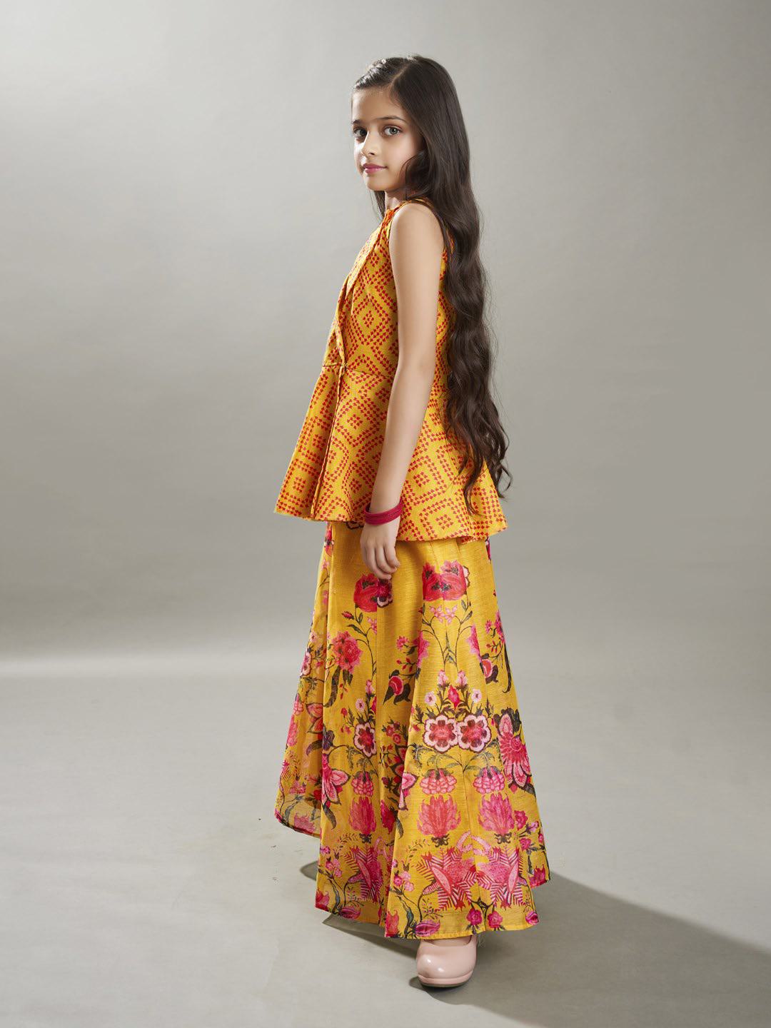 Bitiya by Bhama Girls Ethnic motifs printed design crop top With Palazzos