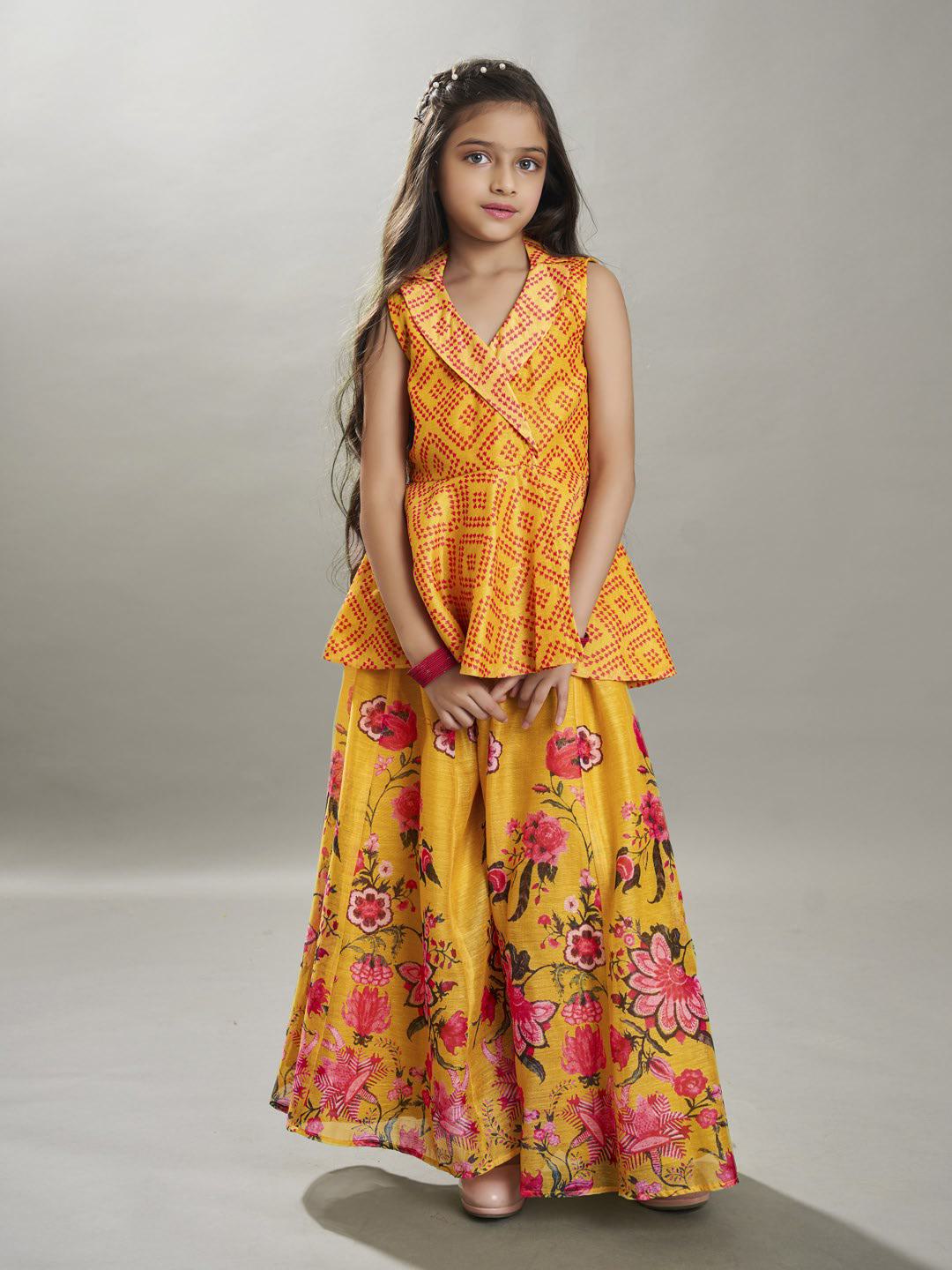 Bitiya by Bhama Girls Ethnic motifs printed design crop top With Palazzos