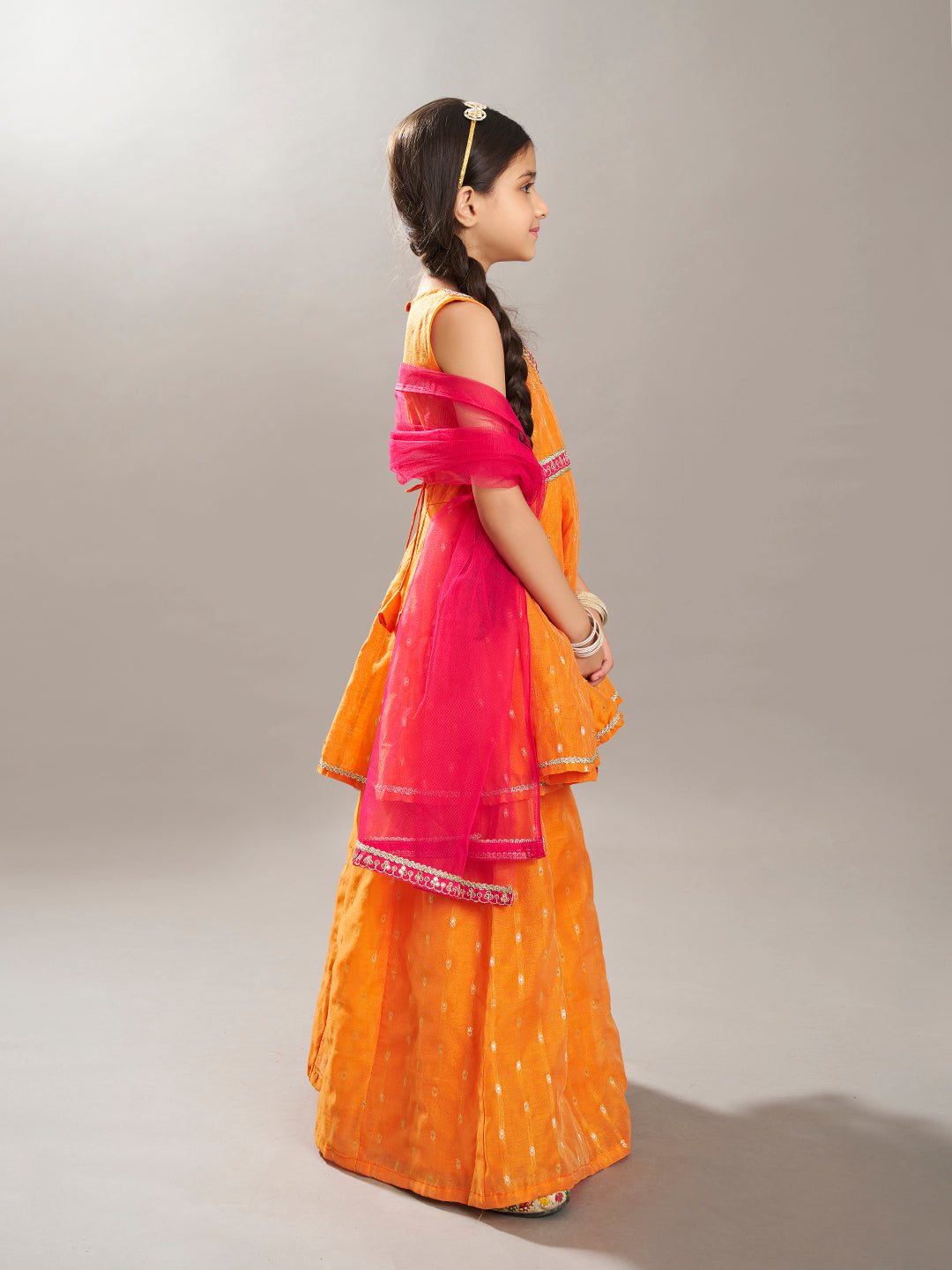 Bitiya by Bhama Girls  Ethnic motifs woven design Kurta With Palazzos, Dupatta set