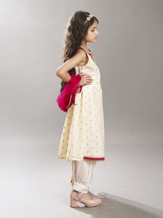 Bitiya by Bhama Girls  Ethnic motifs woven design Kurta With  Salwar & Dupatta