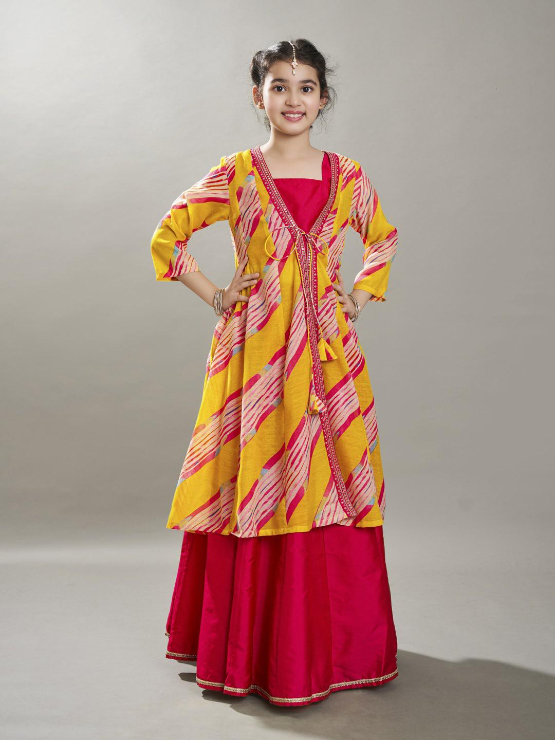 Girls Printed Ready to Wear Lehenga & Choli With Jacket