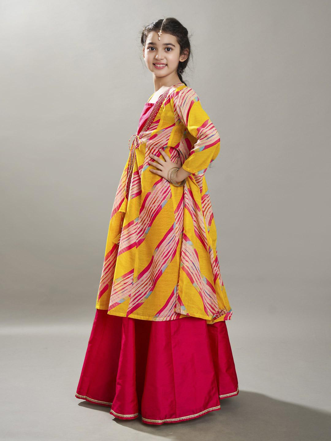 Girls Printed Ready to Wear Lehenga & Choli With Jacket