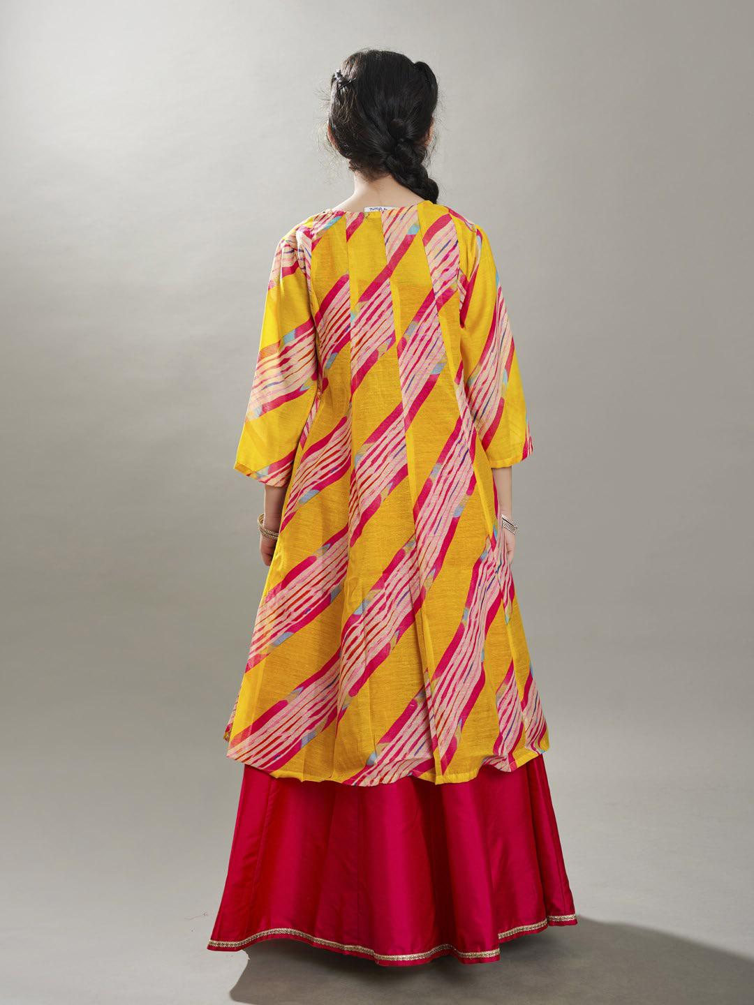 Girls Printed Ready to Wear Lehenga & Choli With Jacket