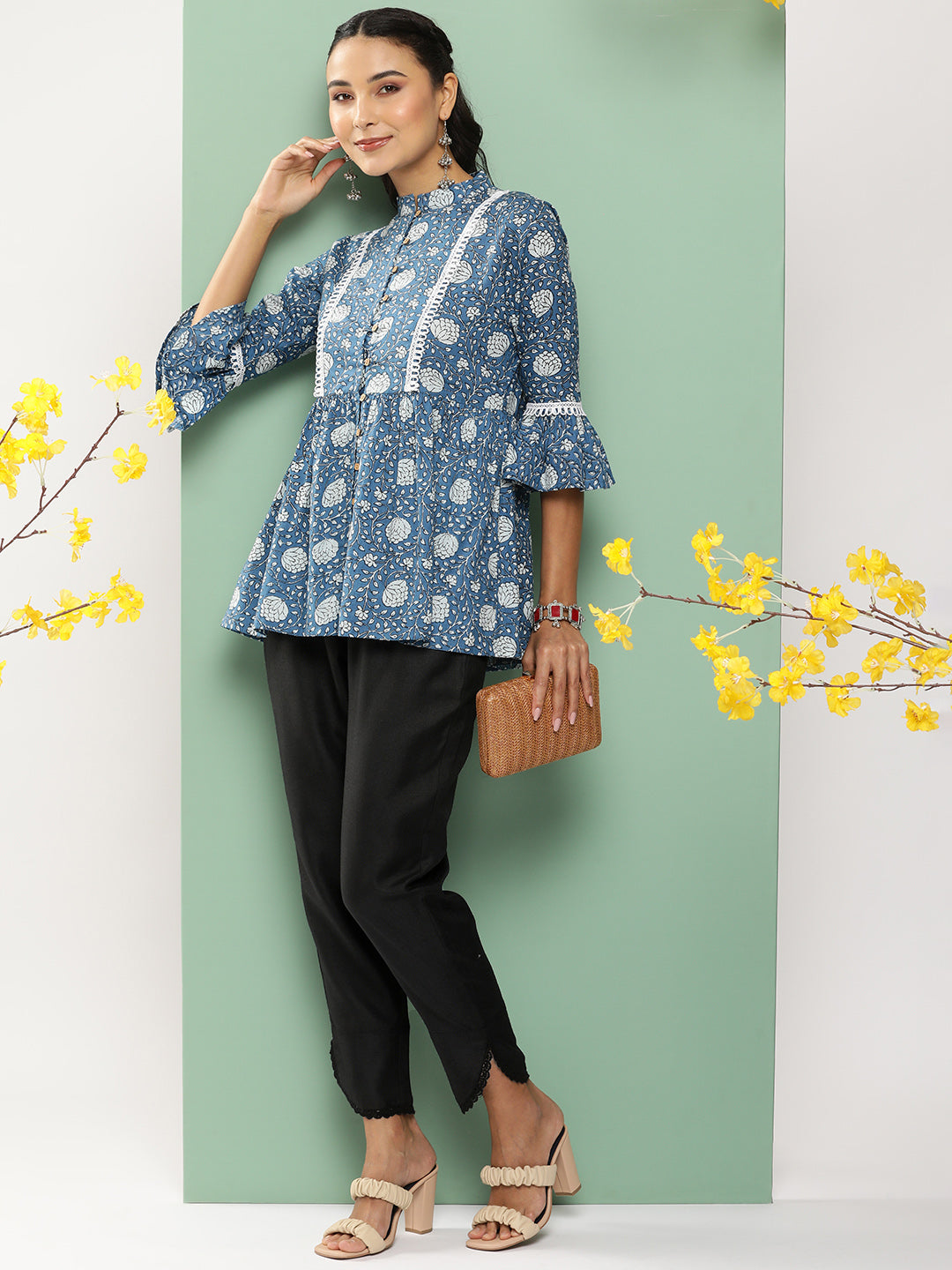 Bhama Couture Black Loose Fit Gathered Trousers