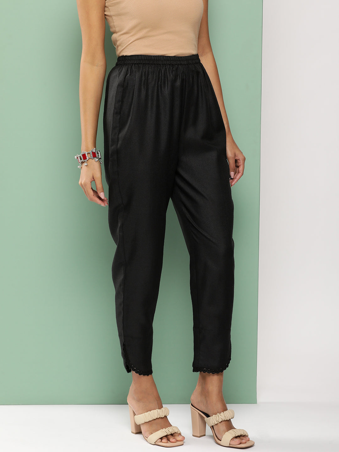 Bhama Couture Black Loose Fit Gathered Trousers