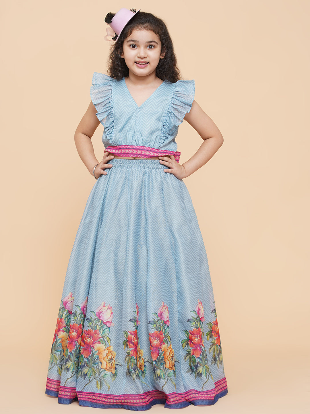 Bitiya by Bhama 
Girls Printed Ready to Wear Lehenga & Blouse