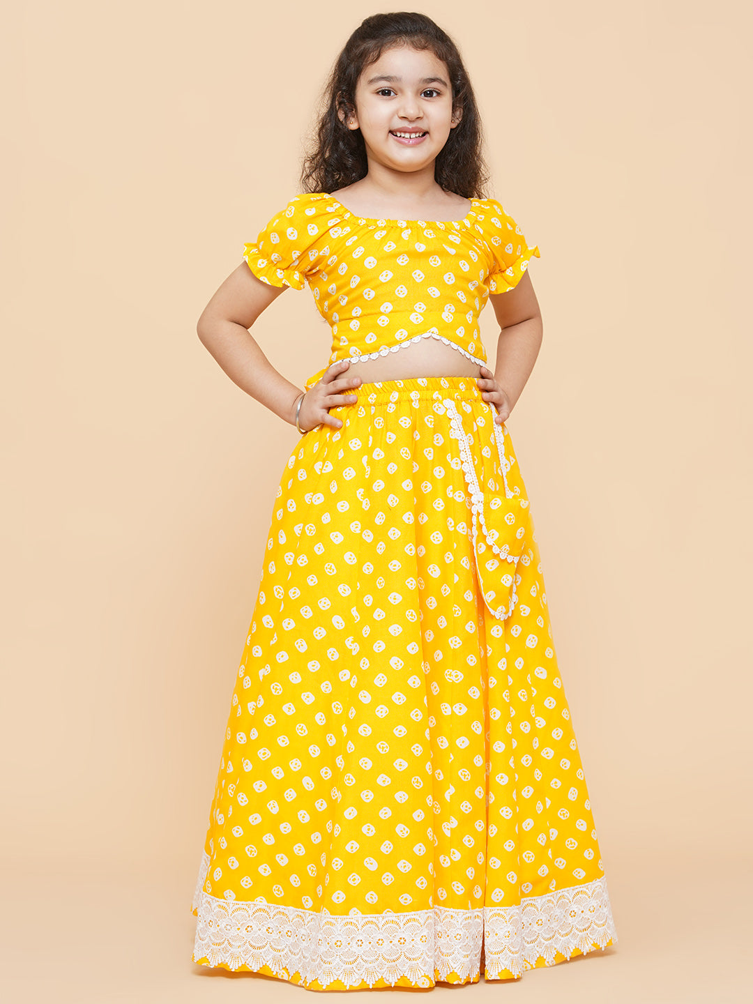 Bitiya by Bhama 
Girls Printed Ready to Wear Lehenga & Blouse