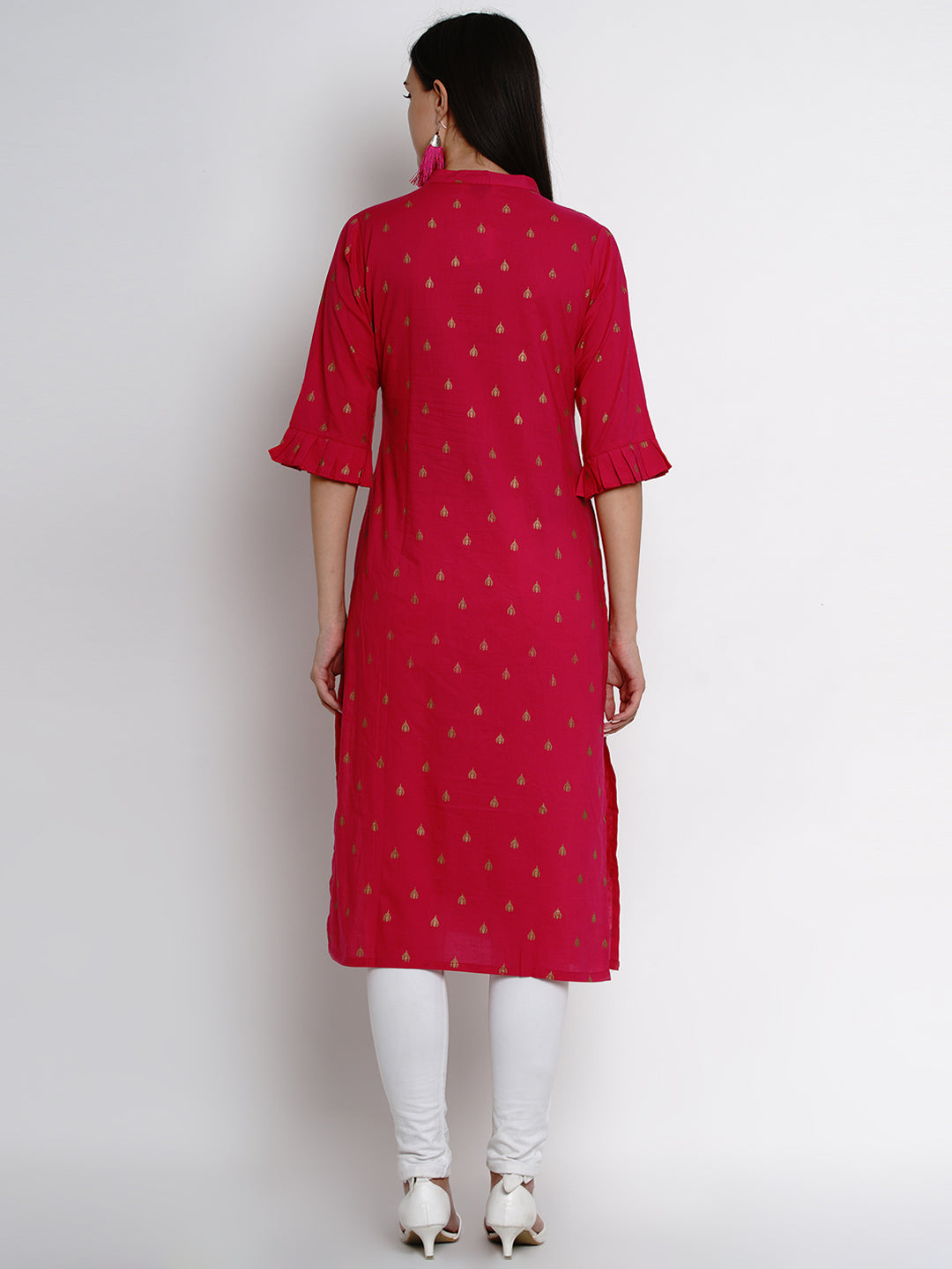 Bhama Couture Fuchsia Pink Printed Straight Kurta