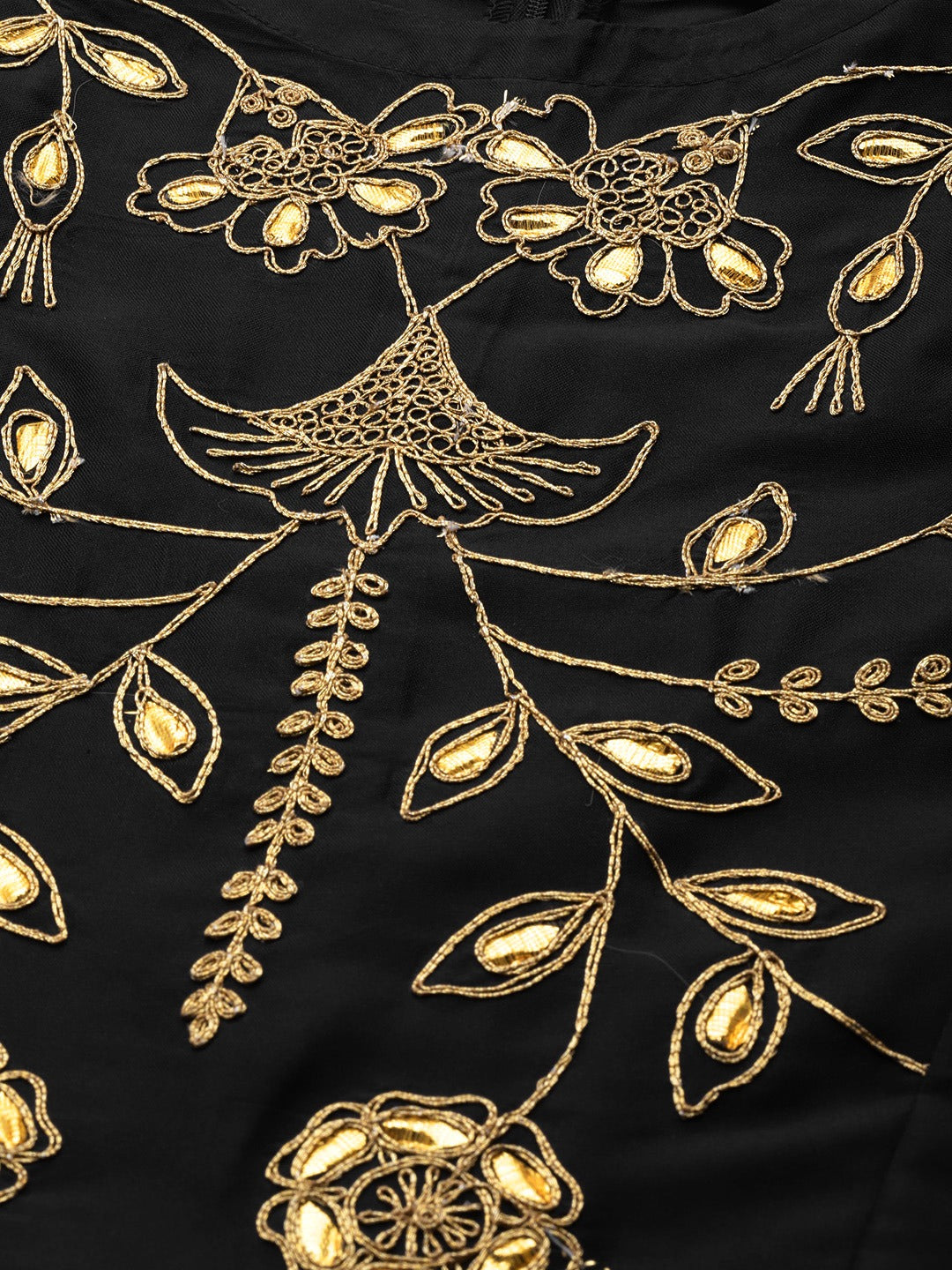 Bhama Couture Women Black Ethnic Motifs Yoke Design Thread Work Kurta