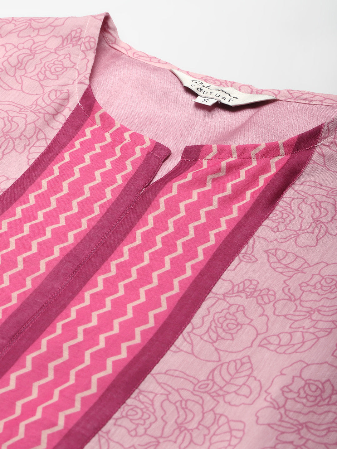 Pink Floral Printed Floral Chanderi Silk Anarkali Kurta With Dupatta