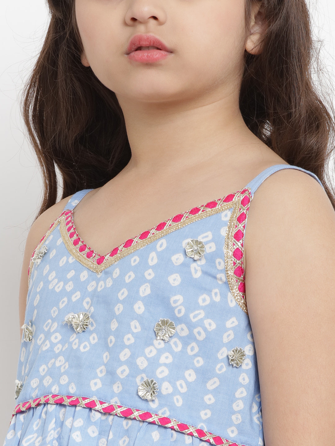 Bitiya by Bhama Blue & White Ready to Wear Lehenga with Blouse