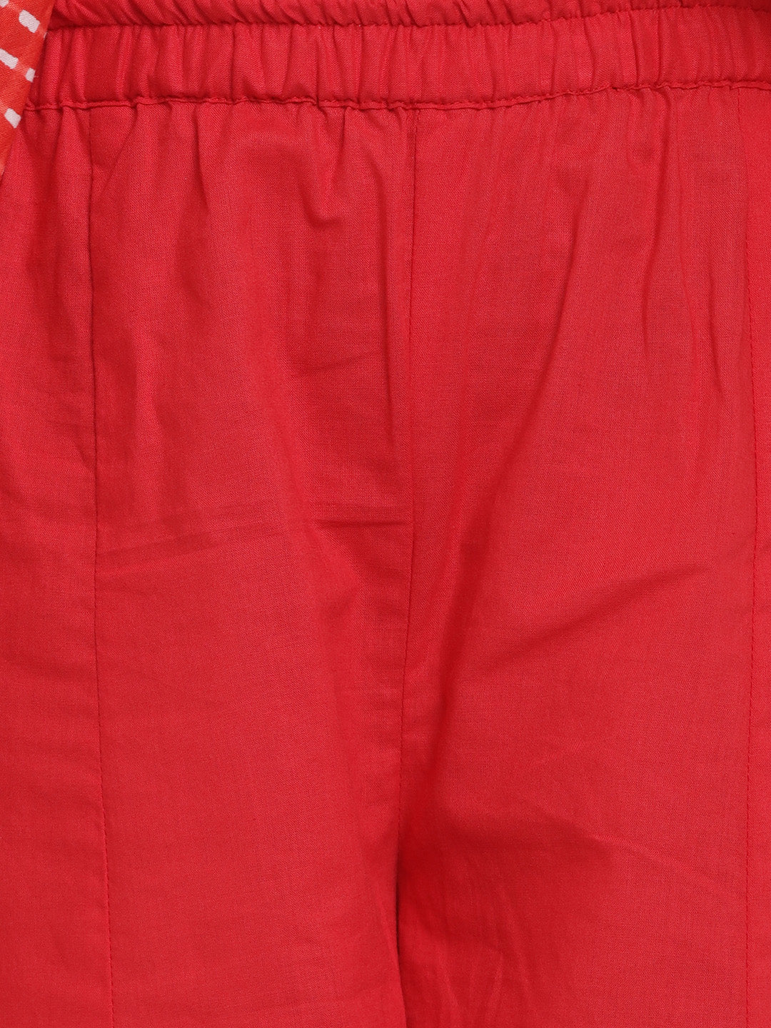 Bitiya By Bhama Girls Red Leheriya Printed Angrakha Kurta With Solid Palazzos